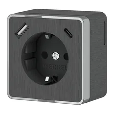 Изображение Розетка с заземлением, шторками и USB тип A+C Gallant (графит рифленый) W5071704