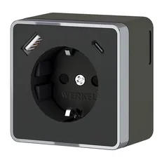 Изображение Розетка с заземлением, шторками и USB тип A+C Gallant (чёрный хром) W5071735