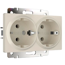 Изображение Розетка двойная с заземлением (айвори матовый) W1172062
